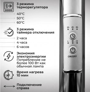 Полотенцесушитель электрический Маргроид Ferrum Inaro СНШ Белый матовый, скрытого монтажа, таймер справа (6 крючков)