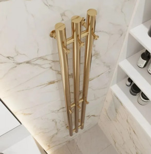 Полотенцесушитель электрический Маргроид Inaro 3 СНШ 120×6×12 золото, скрытого монтажа, таймер справа (6 крючков)