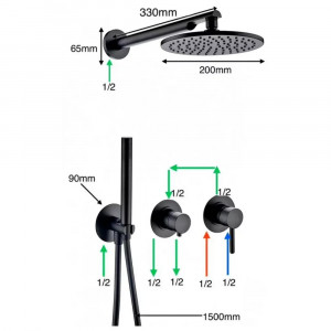 Душевая система встраиваемая без излива Grocenberg GB5090BL черный