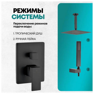 Душевая система встраиваемая без излива Grocenberg GB5089BL-4 черный