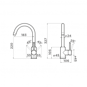 Кухонный смеситель Omoikiri Shinagawa-BL-BN 4994252 нержавеющая сталь