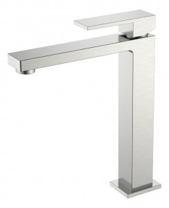Смеситель для умывальника высокий Boheme Qubic Brushed Nickel 472-NB никель