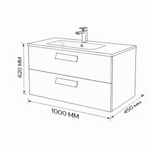 Тумба с раковиной подвесная 100см Terminus Noto NOT101002099901O черный soft touch