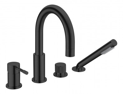 Смеситель врезной на борт ванны Boheme Uno Black 460-B