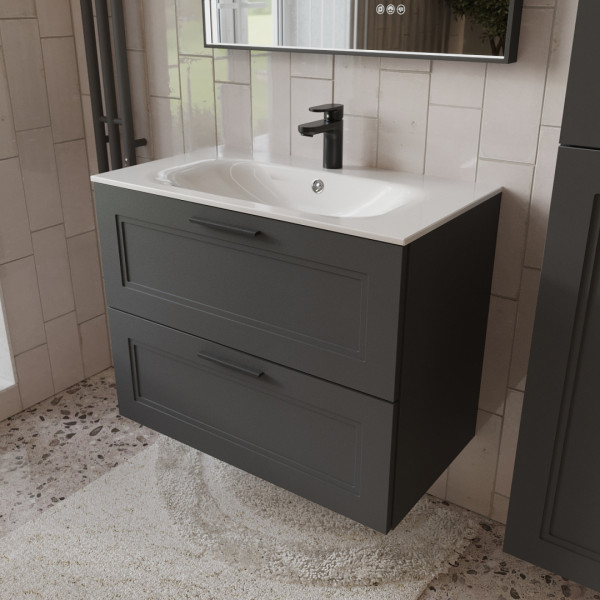 Тумба с раковиной подвесная 80см Terminus Classik CLA10802701601O графит