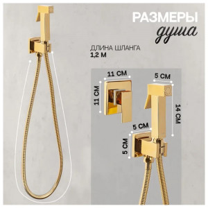 Гигиенический душ со смесителем встраиваемый Hansberge H3070GO золото