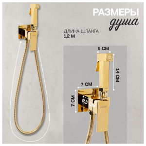 Гигиенический душ со смесителем встраиваемый Hansberge H3077GO золото
