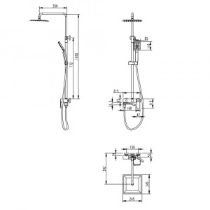 Душевая система Grocenberg GB7007-1BG Оружейная сталь