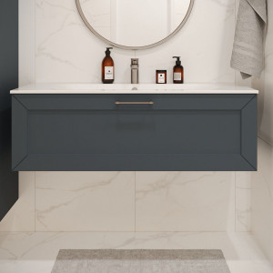 Тумба с раковиной подвесная 120см Terminus Victoria VIC101201703101O серый шёлк