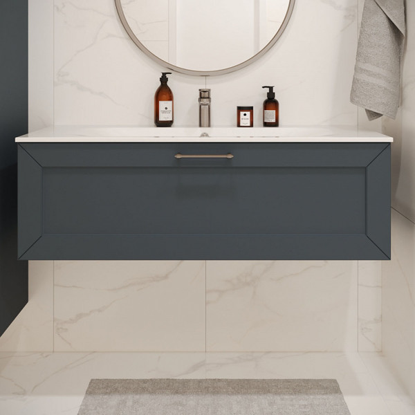 Тумба с раковиной подвесная 120см Terminus Victoria VIC101201703101O серый шёлк