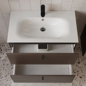 Тумба с раковиной подвесная 80см Terminus Kontur KON10802200001O венге/графит