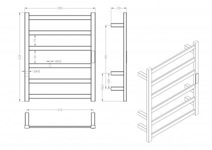 Электрический полотенцесушитель Roxen Plaza 11040-5063GM оружейная сталь 50 х 63