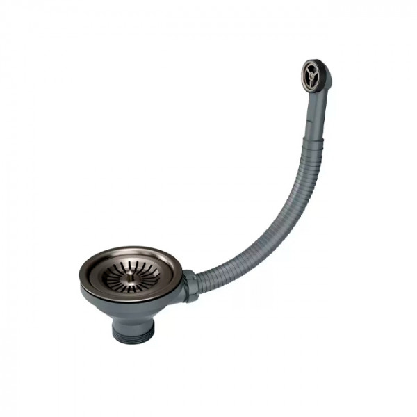 Слив с круглым переливом вороненая сталь PM6022-GM Paulmark