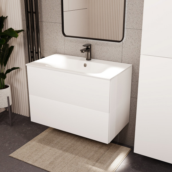 Тумба с раковиной подвесная 80см Terminus Aurora AUR10802900301O белый