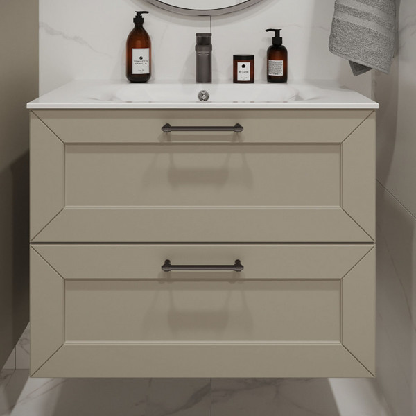 Тумба с раковиной подвесная 80см Terminus Victoria VIC10802900101O айвори