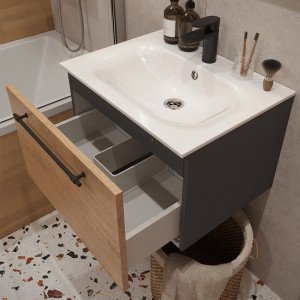 Тумба с раковиной подвесная 60см Terminus Venta VEN10601300001O шпон/дуб