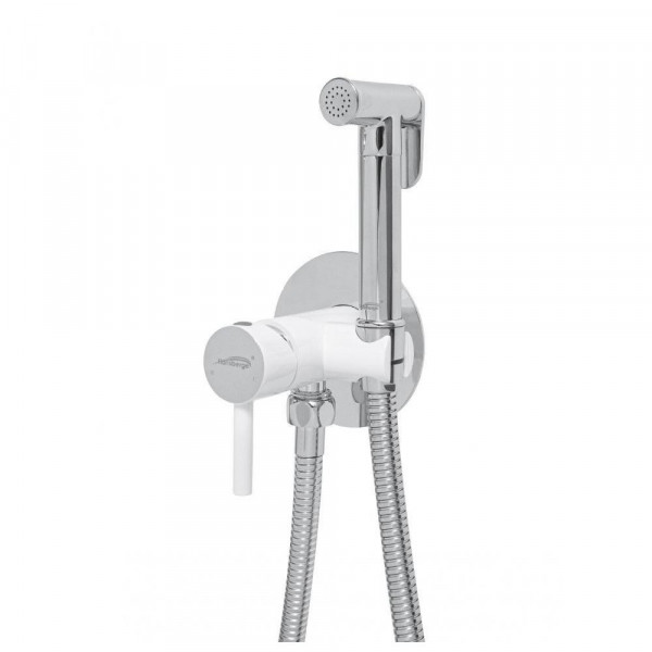Гигиенический душ со смесителем встраиваемый Hansberge H3099W хром/белый