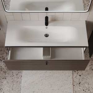 Тумба с раковиной подвесная 120см Terminus Kontur KON101201200001O венге/графит