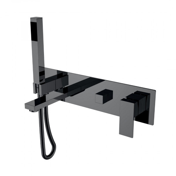Смеситель для ванны встроенный Boheme Qubic Shine Gun Metal 474-2-SGM графит глянец