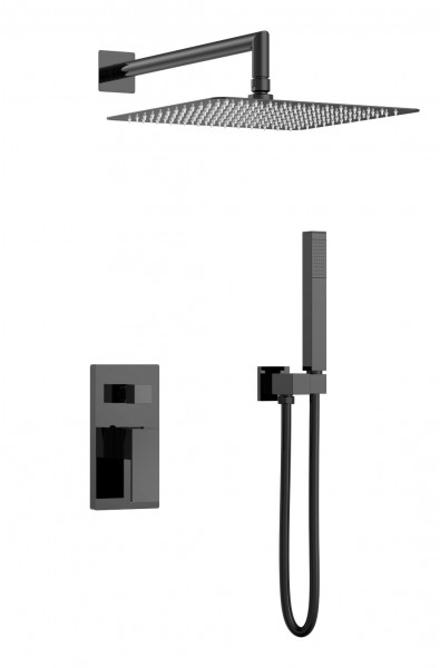 Смеситель встроенный для душа Boheme Qubic Shine Gun Metal 474-3-SGM графит глянец