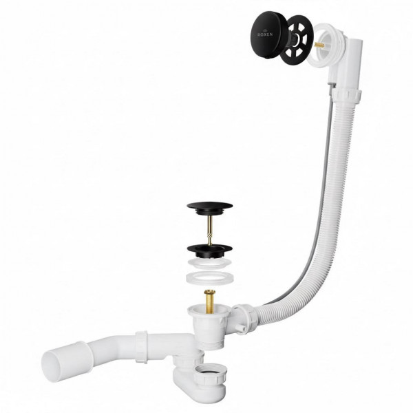 Сифон для ванны Roxen R70A-B полуавтомат черный матовый
