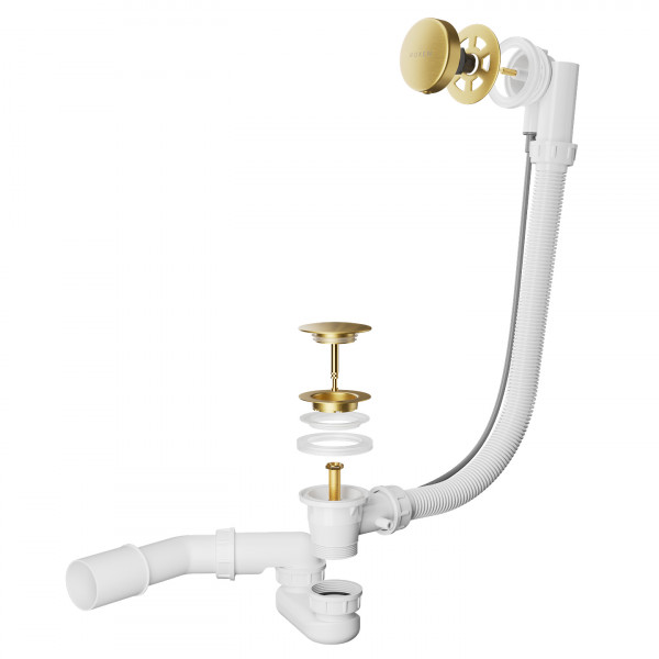 Сифон для ванны Roxen R70A-G полуавтомат золото брашированное