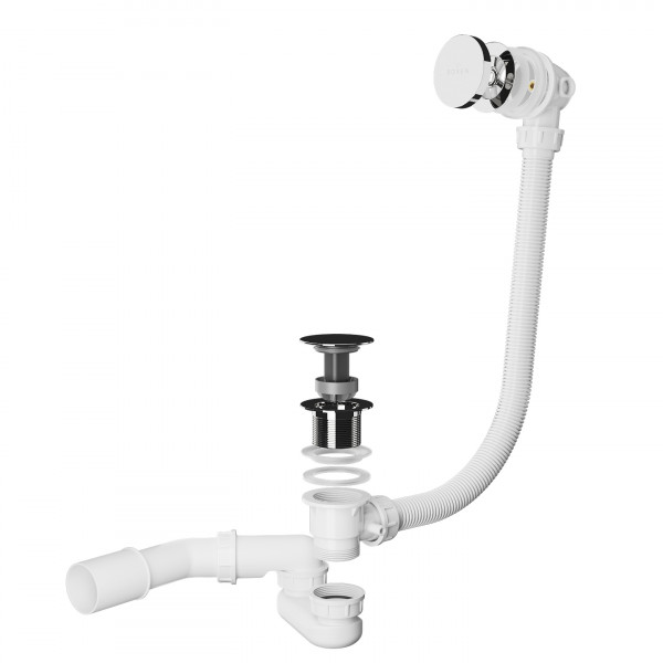 Сифон для ванны Roxen R70C-CH Click-Clack с функцией верхней очистки хром