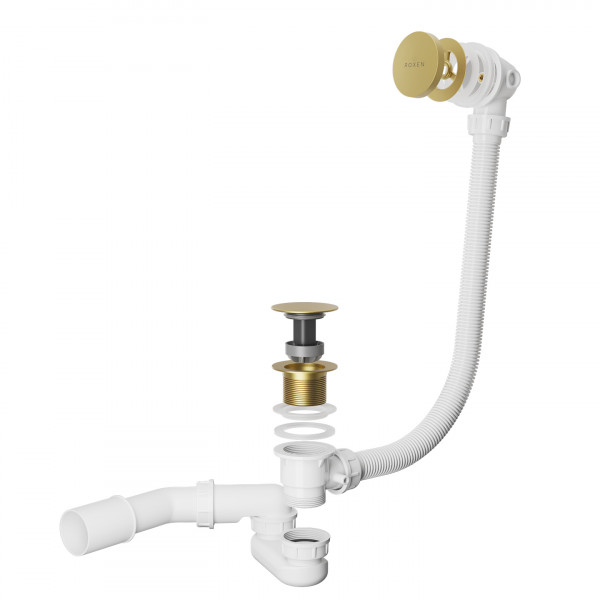 Сифон для ванны Roxen R70C-G Click-Clack с функцией верхней очистки золото