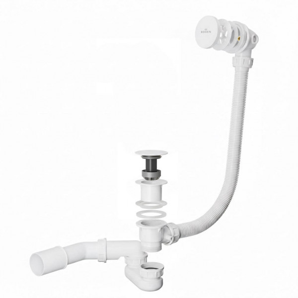 Сифон для ванны Roxen R70C-W Click-Clack с функцией верхней очистки белый
