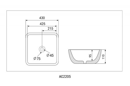 Раковина накладная ABBER Rechteck AC2205 белая 43х43