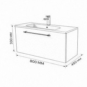Тумба с раковиной подвесная 80см Terminus Venta VEN10801300001O шпон/дуб