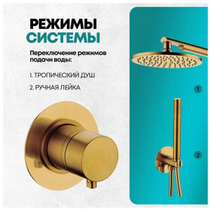 Душевая система встраиваемая без излива Grocenberg GB5090GL брашированное золото