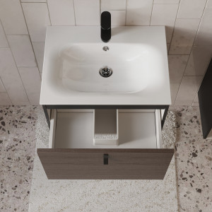 Тумба с раковиной подвесная 60см Terminus Kontur KON10601200001O венге/графит