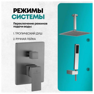 Душевая система встраиваемая без излива Grocenberg GB5089BG-4 графит