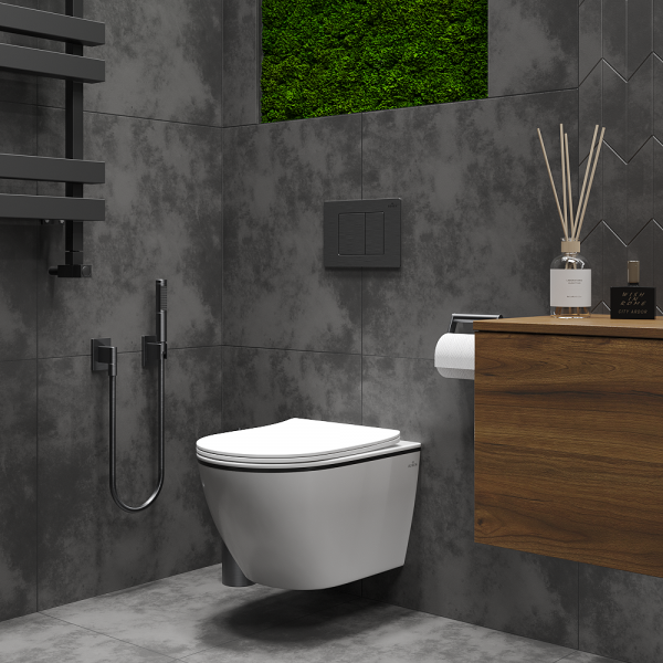 Подвесной унитаз Roxen Antares Black 530110-01B Rimless Soft Close