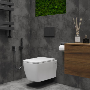 Подвесной унитаз Roxen Cube Bidet 530135-01X Rimless Soft Close с функцией биде