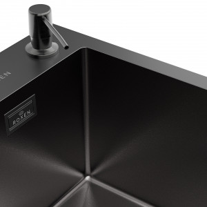 Кухонная мойка Roxen Simple 50х48 PVD оружейная сталь (текстурное покрытие) 560220-50B-V с коландером и дозатором