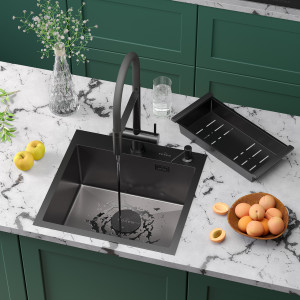 Кухонная мойка Roxen Simple 50х48 PVD графит (текстурное покрытие) 560220-50B-V