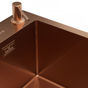 Кухонная мойка Roxen Simple 60х48 PVD зернистая бронза 560220-60BR-GR с коландером и дозатором