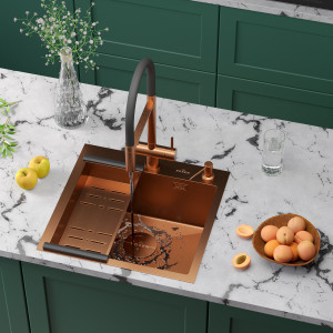 Кухонная мойка Roxen Simple 60х48 PVD зернистая бронза 560220-60BR-GR