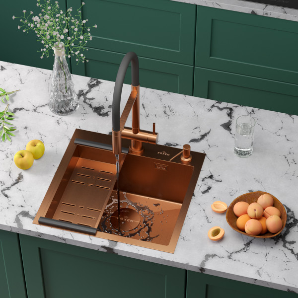 Кухонная мойка Roxen Simple 50х48 PVD зернистая бронза 560220-50BR-GR