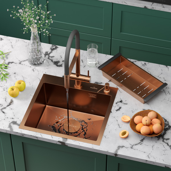 Кухонная мойка Roxen Simple 50х48 PVD бронза (текстурное покрытие) 560220-50BR-V