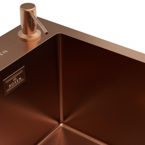 Кухонная мойка Roxen Simple 50х48 PVD бронза (текстурное покрытие) 560220-50BR-V с коландером и дозатором
