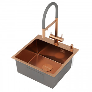 Кухонная мойка Roxen Simple 50х48 PVD бронза (текстурное покрытие) 560220-50BR-V с коландером и дозатором