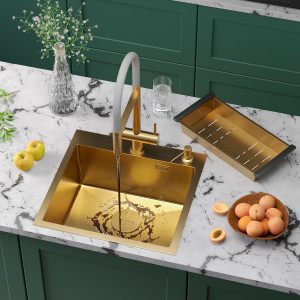 Кухонная мойка Roxen Simple 50х48 PVD зернистое золото 560220-50G-GR