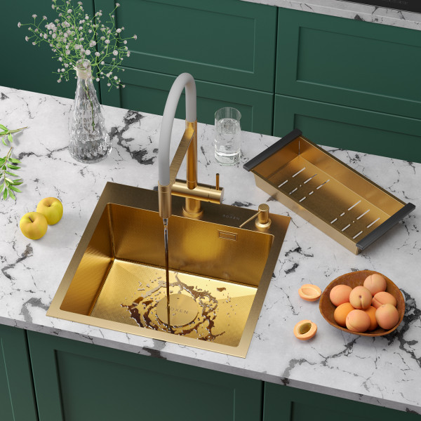 Кухонная мойка Roxen Simple 50х48 PVD зернистое золото 560220-50G-GR