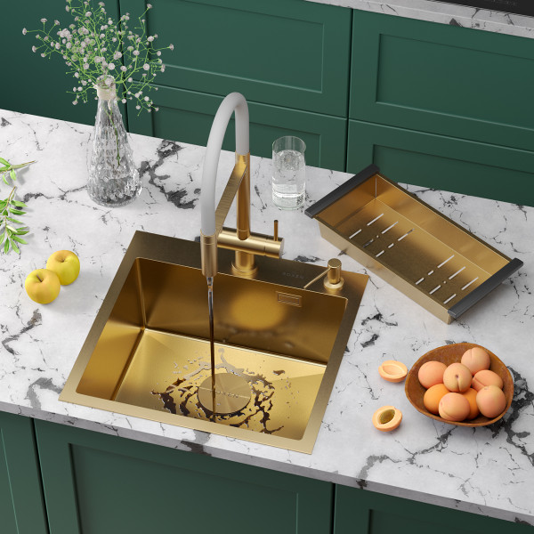 Кухонная мойка Roxen Simple 50х48 PVD золото (текстурное покрытие) 560220-50G-V