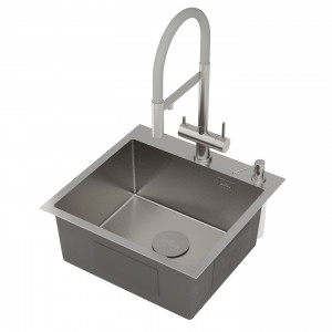 Кухонная мойка Roxen Simple 50х48 зернистый сатин 560220-50-GR с коландером и дозатором