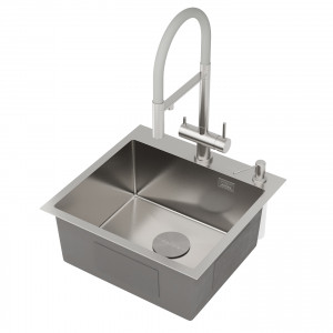 Кухонная мойка Roxen Simple 50х48 сатин (текстурное покрытие) 560220-50-V с коландером и дозатором