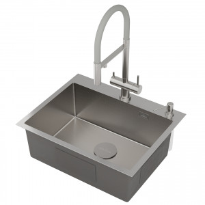 Кухонная мойка Roxen Simple 60х48 зернистый сатин 560220-60-GR с коландером и дозатором